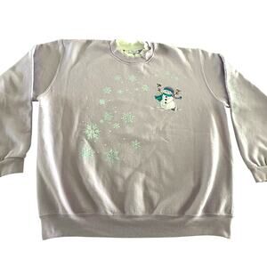 VTG 90s Purple Snowman Grandma Sweatshirt size XL Country Store